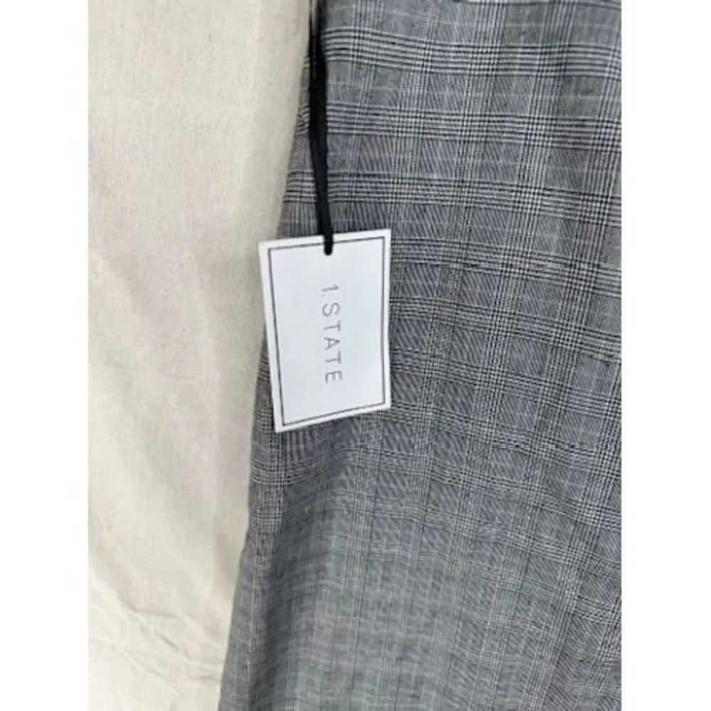 New Nordstrom 1.STATE Gray Glen Plaid‎ Ruffle Plaid Miniskirt Size 12